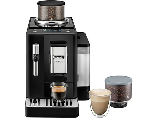 Macchina da caffè superautomatica - De'Longhi Rivelia EXAM440.35.B, Macinacaffè integrato, Montalatte, Touch, 4 profili, 8 ricette, 19bar, 1450W, Nero