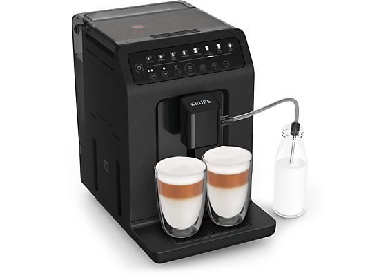 Macchina da caffè superautomatica - Krups EA897B10 Evidence ECO Design, 1450 W, 15 bar, 2.9 L, 8 Programmi, Funzione 2 tazze, Nero